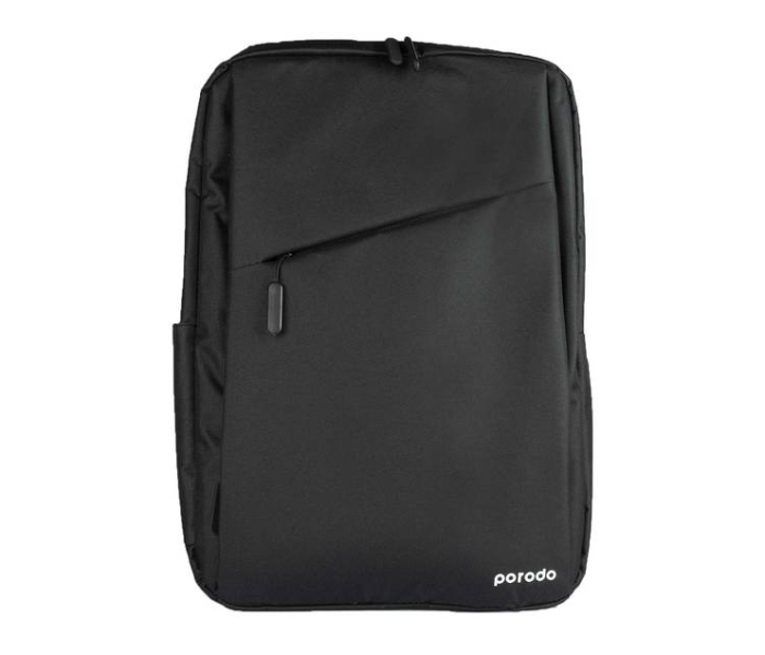 Porodo PD-BP16LP-BLK 15.6 Inch Nylon Fabric Lifestyle Computer Backpack with Adjustable Shoulder Strap - Black - Zoom Image 1