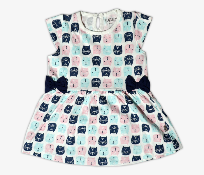 Hugs and Kisses SU19MGL18 3-6Month Cute Kitty Baby Girl Frocks -Blue and Pink - Zoom Image 1