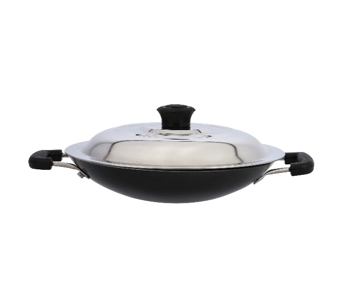 Delcasa DC1913 20 cm Appachatty With Stainless Steel Lid -Black and Silver - Zoom Image 1