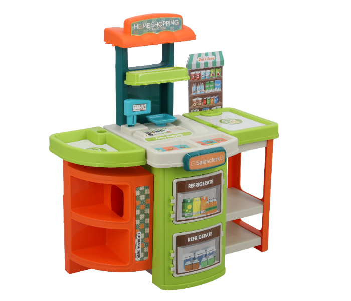 Merriboy MBKS2604 Vanyeh 2 in 1 Home Shopping Supermarket Playset for Kids - Orange and  Green - Zoom Image 4