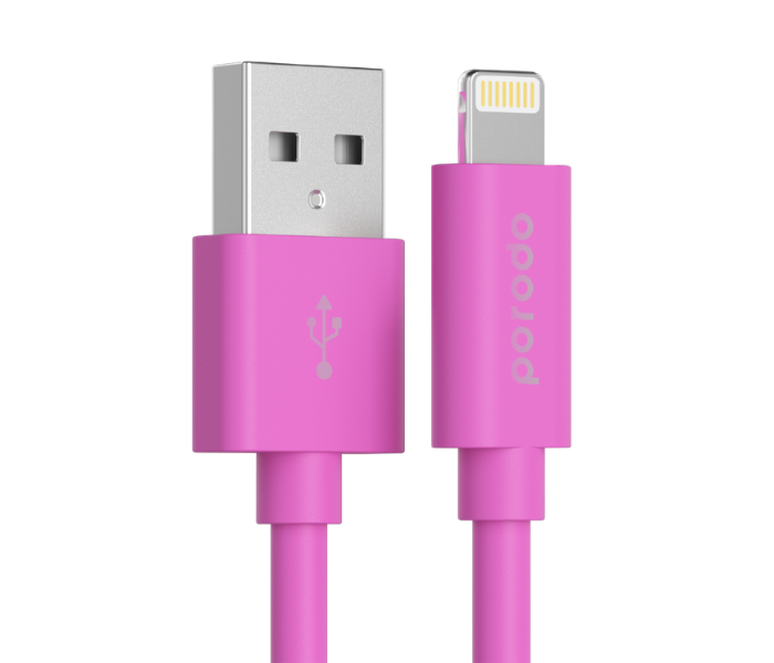 Porodo PD-CEL12-PNK 1.2m Durable Dirt Resistance MFi Certified Fast Data Sync PVC Lightning Cable - Pink - Zoom Image