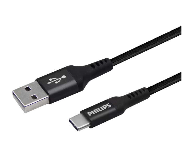 Philips DLC5206A-00 2 meter High-Speed Charging USB-A to USB-C Braided Cable -Black - Zoom Image 1