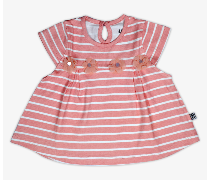 Hugs and Kisses SU19MGL17 The Flowery Tale Baby Girl Frocks -Peach - Zoom Image 1