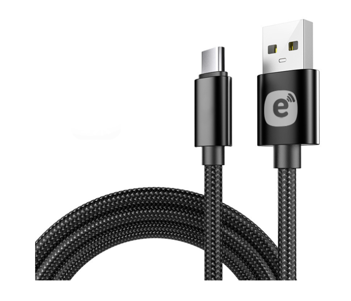 Elexro Elex-LC3001-BL 1 Metre Nylon USB-A to USB-C Cable - Black - Zoom Image