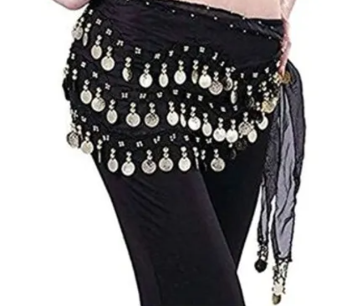 Belly Dance Wrap Belt Skirt - Black and Golden - Zoom Image 3