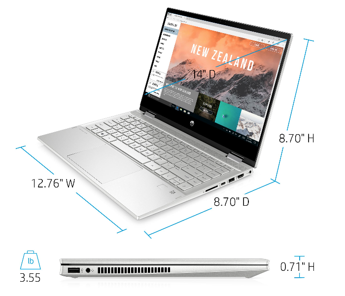 HP 14-DW1010WM Pavilion 14 Inch FHD Touchscreen Intel Core i5-1135G7 8 GB RAM 256GB SSD Intel Iris Xe Graphics Windows 10 - Silver - Zoom Image 3