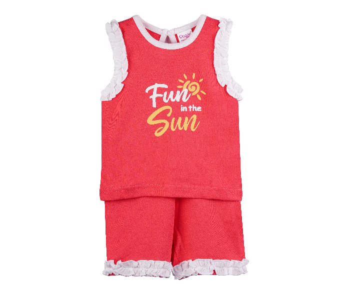 Popees Portia Comfortable Sleeveless Tshirt with Shorts for 3 Years Babies - Red - Zoom Image 1