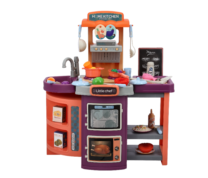 Merriboy MBKS2603 49 Pieces Vanyeh 2 in 1 Kitchen Playset with Realistic Lights and Sounds for Kids - Orange and Purple - Zoom Image 7