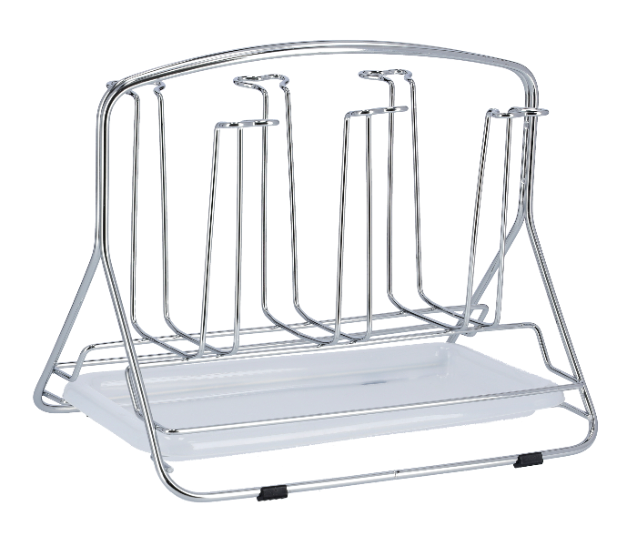 Delcasa DC1690 6 Piece Durable Stainless Steel Glass Rack with Rectangular Base - Silver - Zoom Image 1