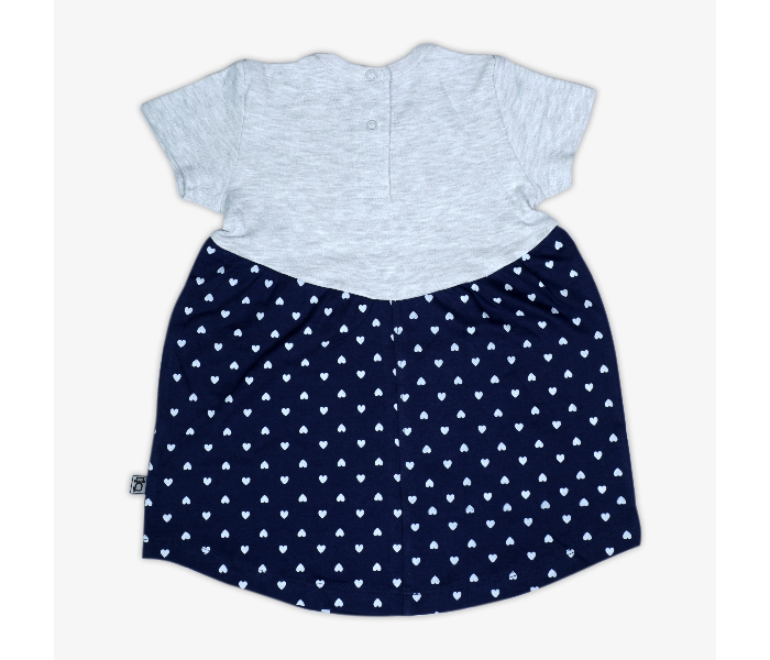 Hugs and Kisses SU19MGL13 9-12Month Blooming Heart Baby Girl Frocks -Grey and Blue - Zoom Image 2