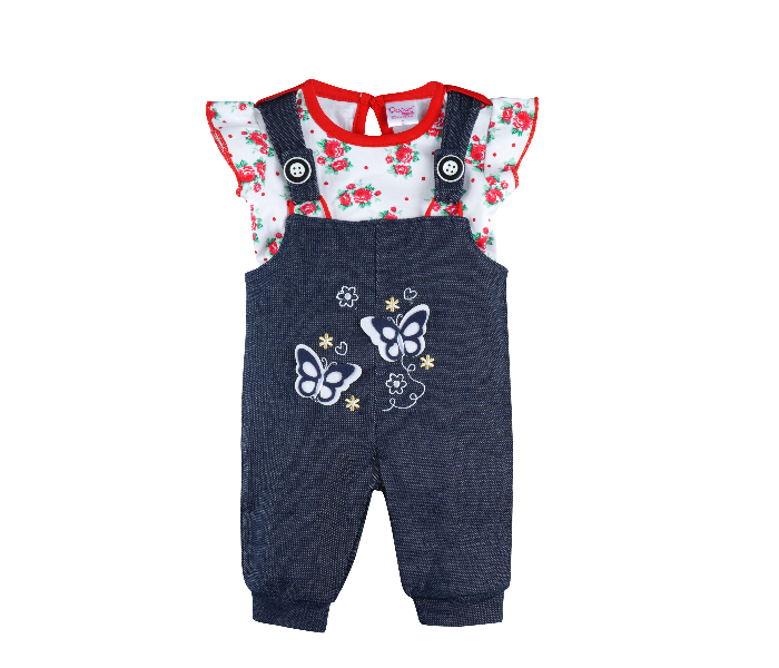 Popees Kimon Comfortable Dungaree with Tshirt for 1 Year Babies - Blue - Zoom Image 1