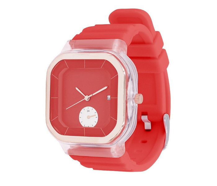 Pearl 6254 Fashionable Solid Square Watch for Women - Red - Zoom Image