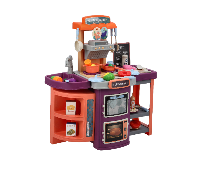 Merriboy MBKS2603 49 Pieces Vanyeh 2 in 1 Kitchen Playset with Realistic Lights and Sounds for Kids - Orange and Purple - Zoom Image 5