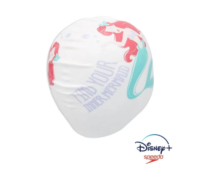 Speedo Disney Mermaid Silicone Junior Swim Cap - White - Zoom Image 2