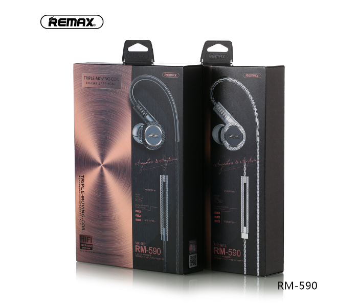 Remax RM-590 Triple-Moving-Coil Earphone -Black - Zoom Image 3