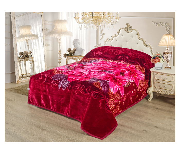 Stargold  SG-BL2037 15Lbs 2Ply Double Bed Embossed Super Soft Blanket - Maroon - Zoom Image