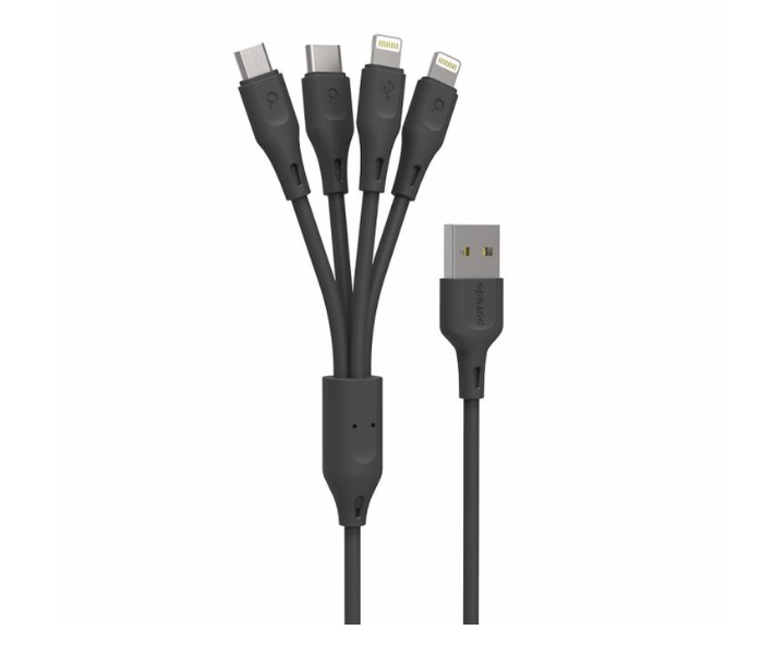 Porodo PD-41LLCM-BK 4 in 1 Durable PVC Type-C Lightning Cable with Fast Charge and Data Connector - Black - Zoom Image 2