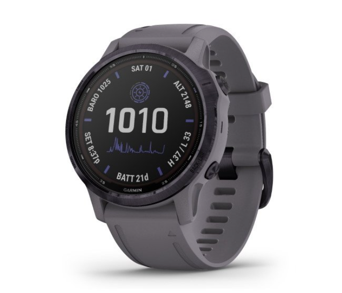 Garmin 010-02409-15 Fenix 6S Pro Solar Smartwatch with Amethyst Steel and Band - Shale Grey - Zoom Image 1