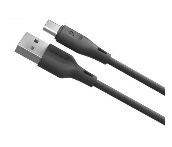 Porodo PD-U12CC-BK 3A PVC Type-C Cable with Fast Charge and Sync Data Connector - Black - Zoom Image 1