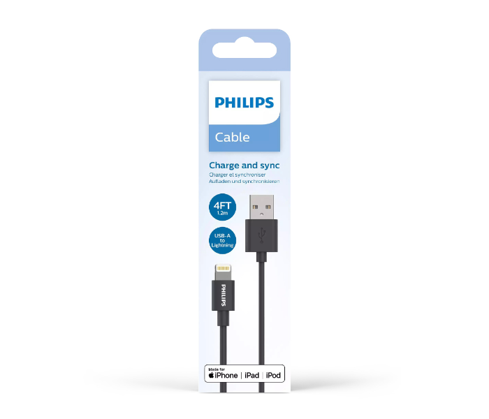 Philips DLC3104V-00 1.2meter USB-A to Lightning Cable -Black - Zoom Image 6