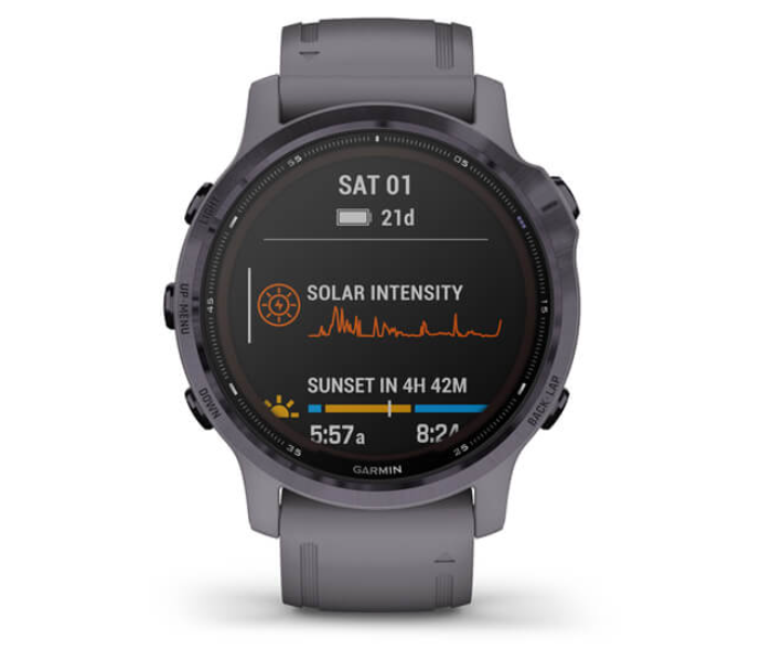 Garmin 010-02409-15 Fenix 6S Pro Solar Smartwatch with Amethyst Steel and Band - Shale Grey - Zoom Image 8