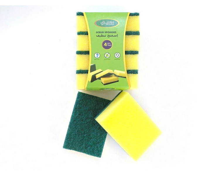 Mohajl Set of 4 Scrub Sponges - Green and Yellow - Zoom Image 2