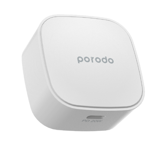 Porodo PD-FWCH004-WH 20W USB-C Super Compact Fast Wall Charger with Built-in Protective Mechanism - White - Zoom Image 2