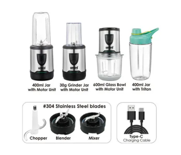 Sanford SF6814FP 5 In 1 25L 200 W Rechargeable Food Processor - Silver Black - Zoom Image 4