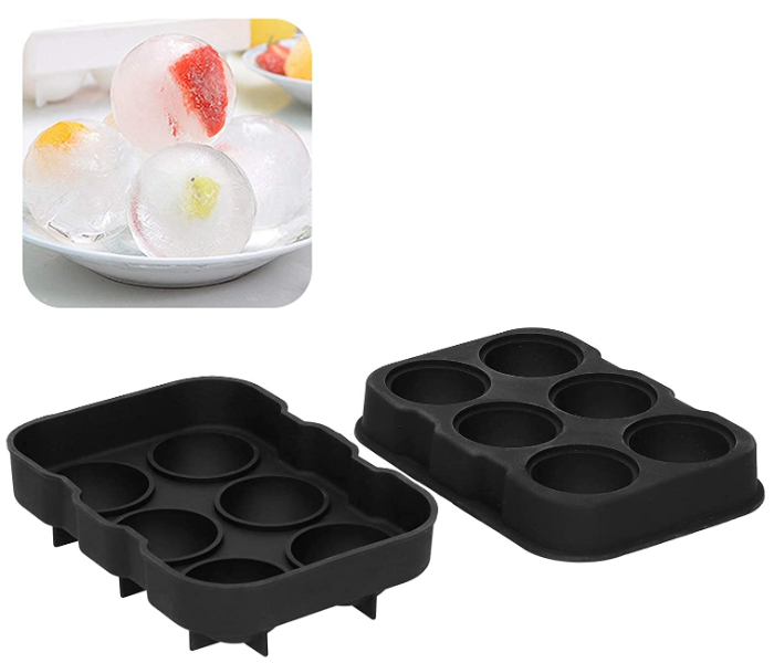 6 Cavity Reusable Ice Cube Trays - Black - Zoom Image 2