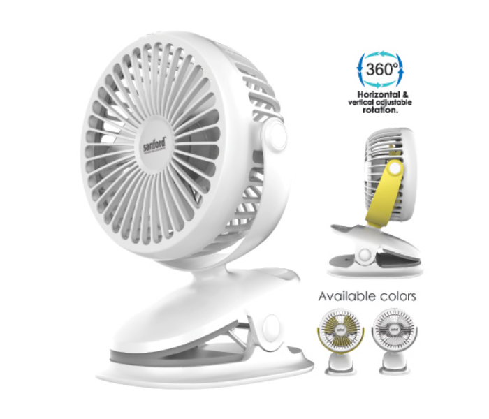 Sanford SF6664CF Portable Adjustable Rotation Clip Fan - White - Zoom Image