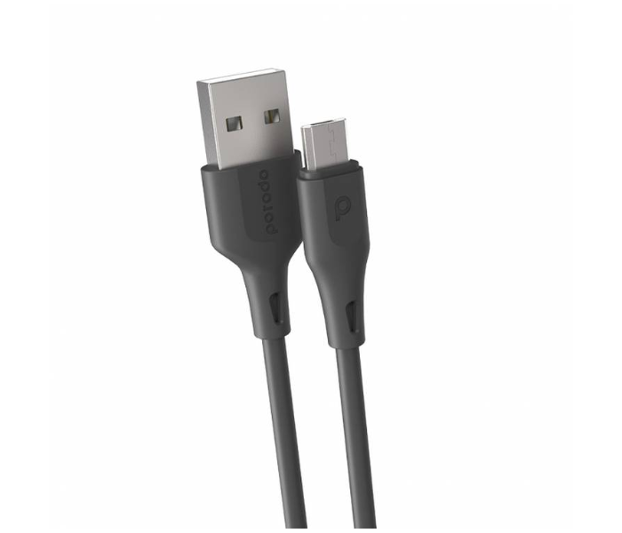 Porodo PD-U12MC-BK Durable PVC Micro USB Cable with Fast Charge and Data Connector - Black - Zoom Image 2