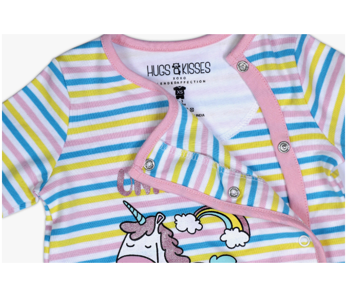 Hugs and Kisses SU19MGL07 3-6Month Unicorn Baby Girl Full Sleeve Sleep Suit -Pink - Zoom Image 3