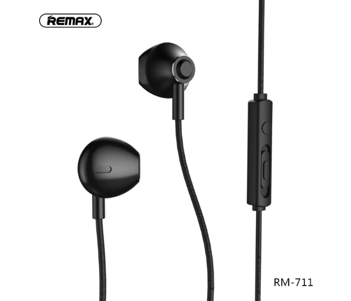 Remax RM-711 HD Microphone Wired Earphone -Black - Zoom Image 1