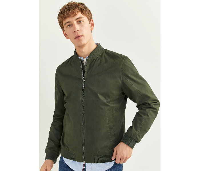 Springfield 283826520 XXL Cotton Casual Jacket for Men - Dark Green - Zoom Image 1