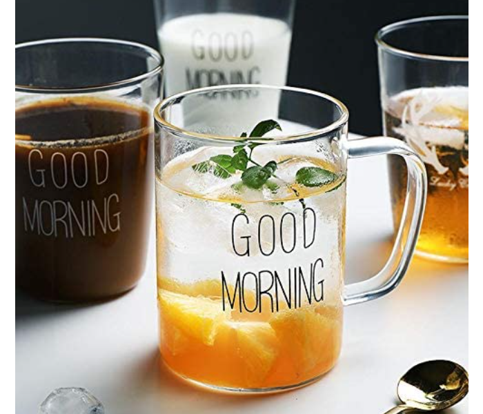 Glass Mug with Handle Good Morning Printed - Zoom Image 3