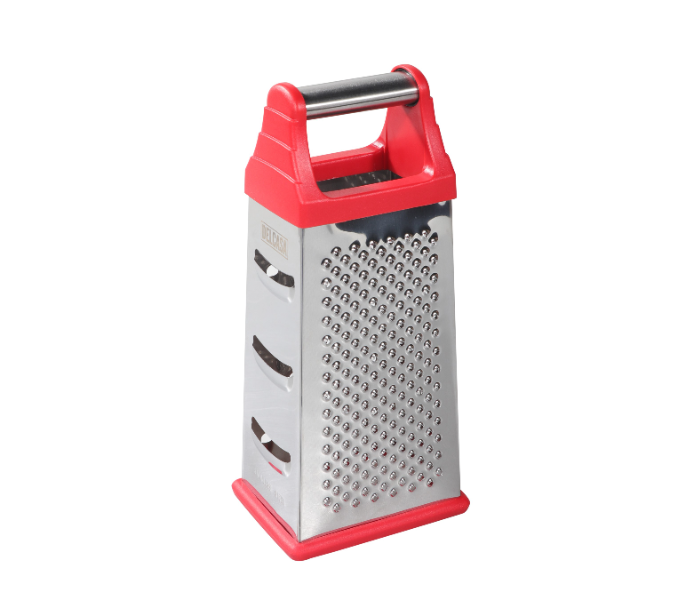 Delcasa DC1660 9 Inch 4 Side Multifunctional Stainless Steel Grater - Silver and Red - Zoom Image 1