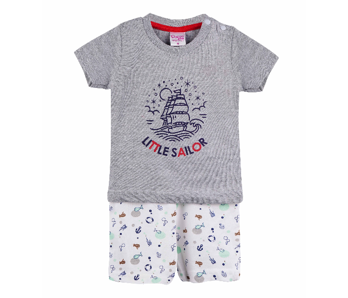 Popees Sailor Comfortable Tshirt with Shorts for 1 Year Babies - White - Zoom Image 1