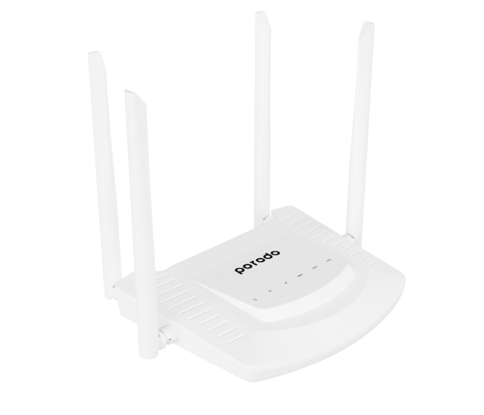 Porodo PD-FA4GR-WH 300Mbps 4 Non-Detachable Antenna High-Speed 4G Wireless Wi-Fi Router - White - Zoom Image 1