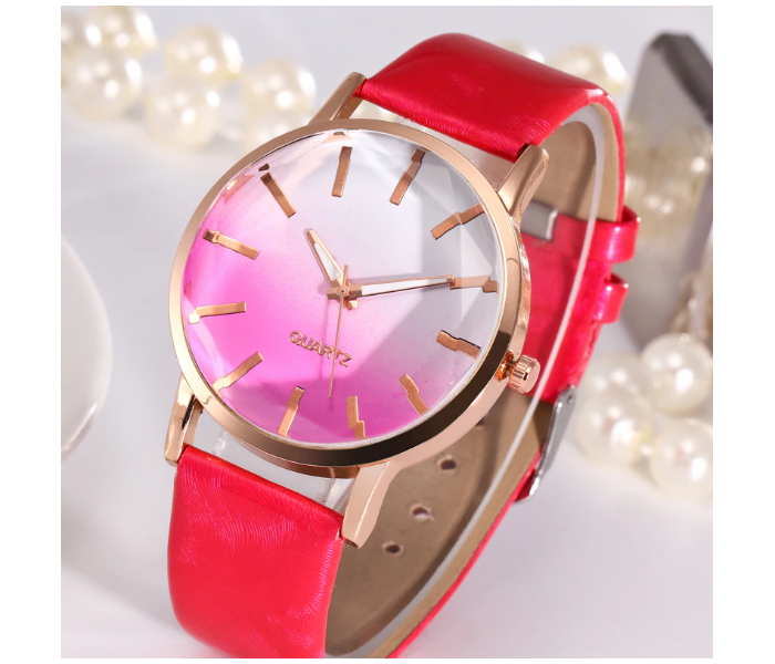 Femme 7360 Casual Wrist Watch with Leather Strap for Women - Pink - Zoom Image 2