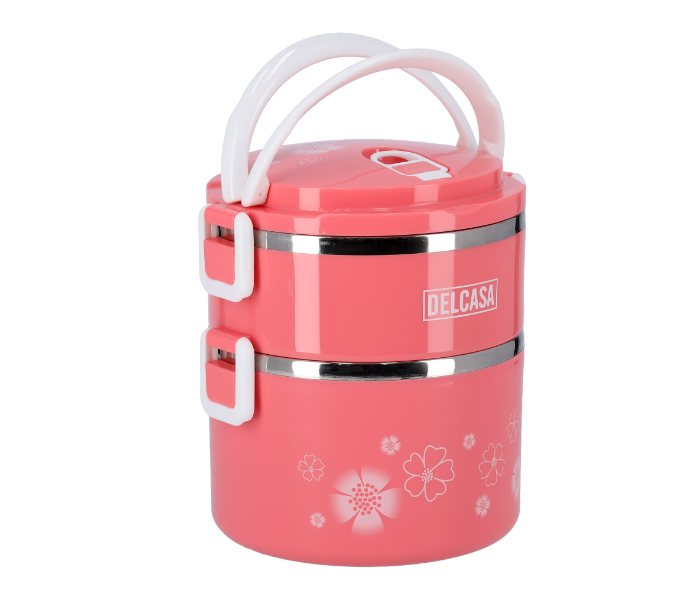 Delcasa DC1620 1.7L Two Layer Leak Proof Lunch Box with Airtight Lid - Pink - Zoom Image 1