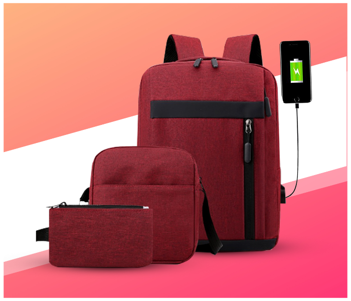 FN Unisex 3 Piece Business Laptop Backpack - Red - Zoom Image 2