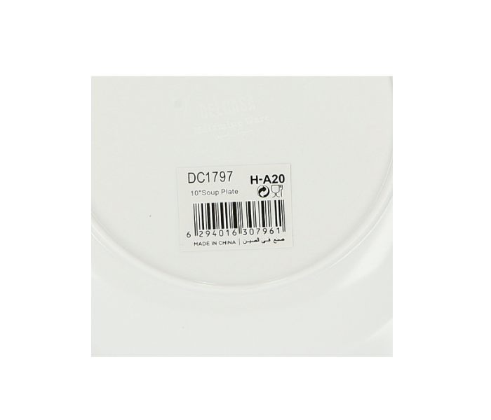 Delcasa DC1797 10 Inch Melamine Heat Resistant Flat Soup Plate - White - Zoom Image 2