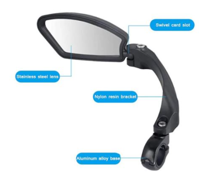 Hafny 2 Piece Handlebar Rear View Mirror with Stainless Steel Lens - Black - Zoom Image 3