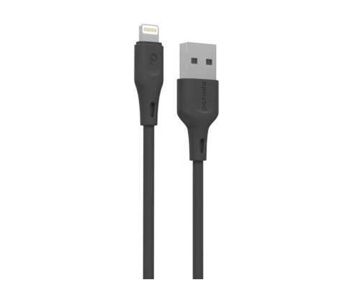 Porodo PD-U3LC-BK 3 Meter Durable PVC Lightning Cable with Fast Charge and Data Connector - Black - Zoom Image 1