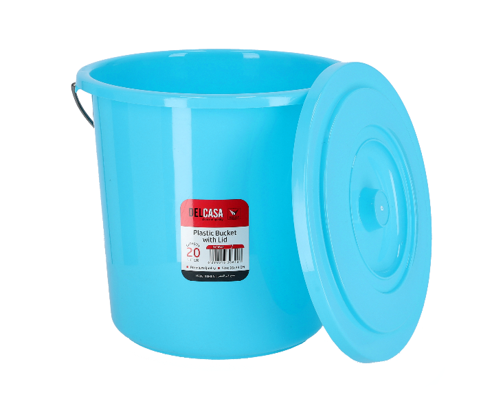 Delcasa DC1641 20 Litre Lightweight Plastic Bucket with Lid and Handle - Blue - Zoom Image 4