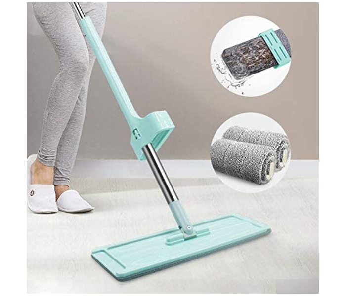 Generic Magic Self Wringing Flat Floor Mop with 360 Spin and Hand-Free Wash -  Blue and Silver - Zoom Image 1