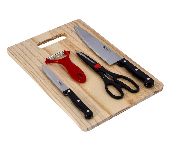 Delcasa DC1760 4 Pieces Durable Kitchen Knife Set with Wooden Cutting Board - Silver - Zoom Image 3