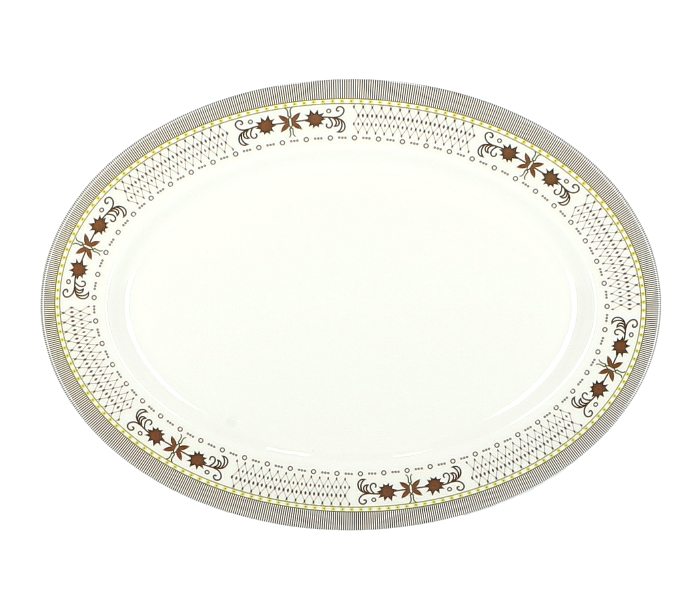 Delcasa DC1790 14 Inch Melamine Durable and Lightweight Floral Design Oval Plate - White - Zoom Image 1