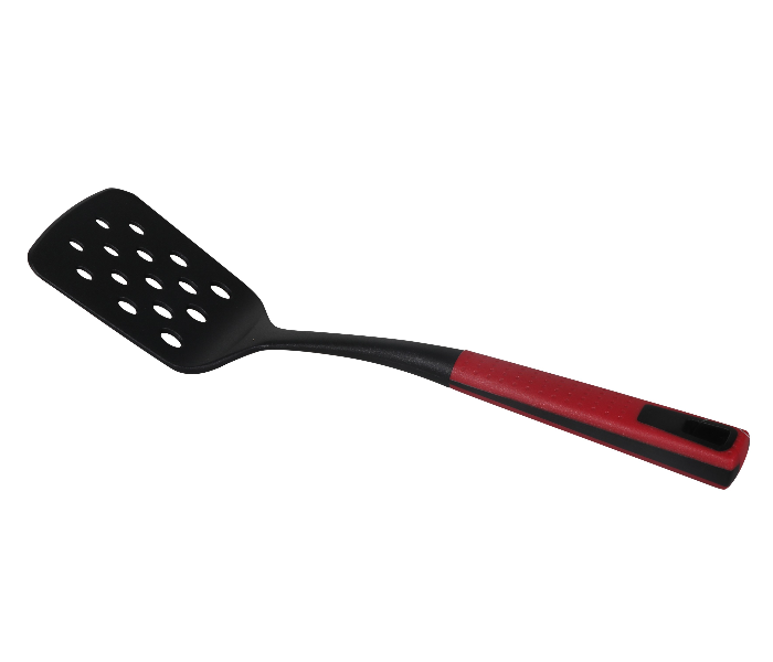 Delcasa DC1675 Durable Non Stick Nylon Slotted Turner with Long Handle - Black and Red - Zoom Image 1