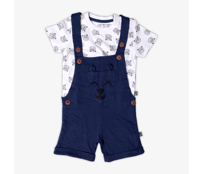 Hugs and Kisses SU19SSV19 9-12Month Bearholic Baby Dungarees -Blue and White - Zoom Image 1